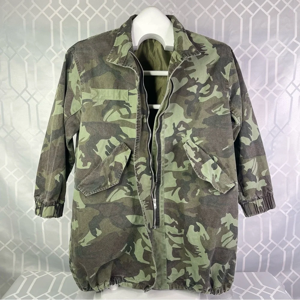 Miss Love Camouflage Long Sleeve Utility Parka Jacket Size Small